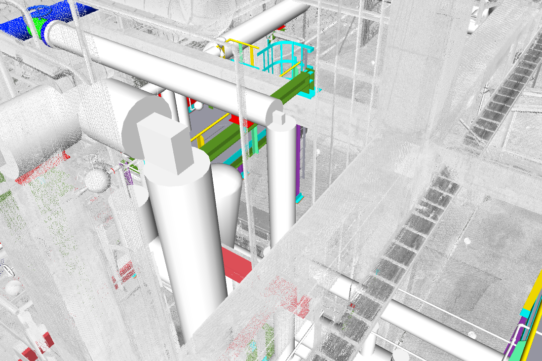 planta gnl - nube de puntos - línea de conexión 
